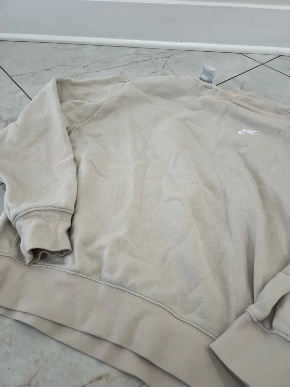 Nike Bone White Sportswear Club Fleece Crewneck Sweatshirt Size Large